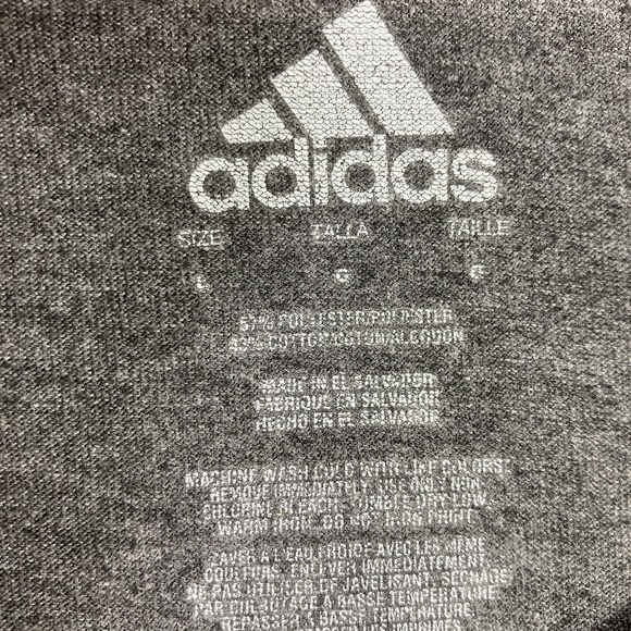 Adidas Shirt Adult Large Dark Gray Logo Sports Workout Casual Comfort SS - Picture 11 of 12
